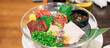 horse meat pieces sashimi or Japanese Basashi. Baniku includes lean meat, superb marbling, mane and liver. Premium meat and famous food in Matsumoto city, Nagano Prefecture, Japan