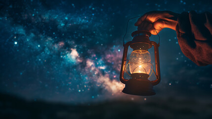 A leader holding a lantern aloft at night, guiding the way, symbolizing the illuminating path of leadershi. Generative AI illustration 