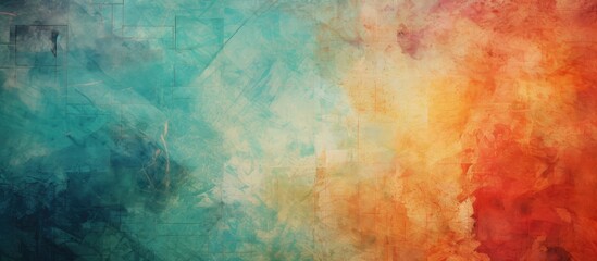 Poster - A detailed view of a painted artwork featuring a lively blue and orange color scheme