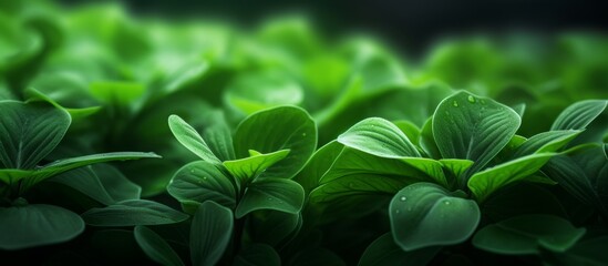 a close up of a bunch of green leaves on a plant . High quality
