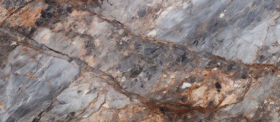 Wall Mural - A detailed view of a marble slab showcasing an intricate brown and white pattern, adding elegance to interior design