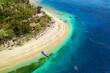 Aerial view of a fringing tropical coral reef around the coastline of a tiny island in Indonesia (Gili Air)