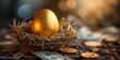 Secure Nest Egg of Golden Fortune Representing Wealth and Prosperous Investments