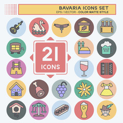  Icon Set Bavaria. suitable for education symbol. color mate style. simple design editable. design template vector. simple illustration
