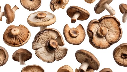 dry shiitake mushrooms isolated on white background