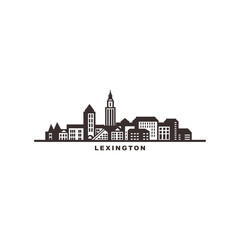 Wall Mural - Lexington city US Kentucky cityscape skyline panorama vector flat modern logo icon. USA, state of America emblem idea with landmarks and building silhouettes. Isolated graphic