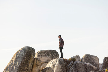 Canvas Print - person on top of mountain