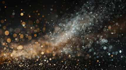 Poster - closeup of particles dust isolate on black abstract bokeh for overlay and background.