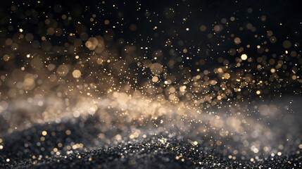 Poster - closeup of particles dust isolate on black abstract bokeh for overlay and background.
