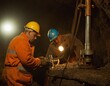 Male miners repair equipment in the mine. generated by AI.