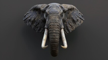 Wall Mural - majestic wild african elephant with huge tusks and trunk, detailed closeup of elephant face, nature 