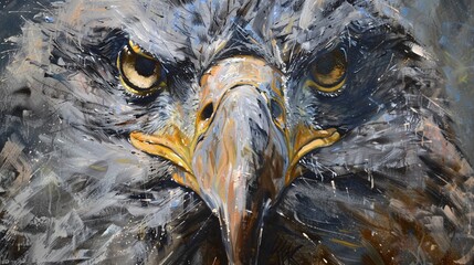 Wall Mural - bald eagle face closeup fierce predator with sharp eyes and beak majestic wildlife