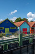 Colourfully painted wooden fishermen's huts, Le Chateau-d'Oleron, Oleron Island, Charente Maritime , Nouvelle-Aquitaine, France