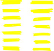 © Volodymyr - Highlighter line yellow marker strokes lines isolated on white background vector set. Hand drawn yellow highlight marker lines. Marker pen highlight strokes.