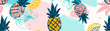 simple and minimalist pinapple fruit illustration seamless pattern, flat vector, modern colorful style