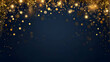 Blurred bokeh light background, Christmas and New Year holidays background. Christmas Golden light shine particles bokeh on navy blue background. Gold foil texture. Holiday concept