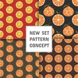 Orange fruit seamless pattern, cartoon fruits seamless set of patterns