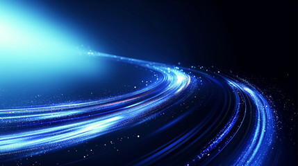 technology abstract background with particle, dot pattern in round curve and glowing light on dark b