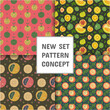 Seamless pattern with fresh tropical fruits, seamless set of patterns