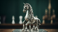 Silver Horse On The Chessboard Game 