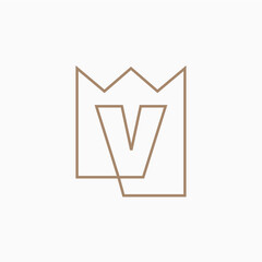 Wall Mural - v Letter King Crown Logo Vector Icon Illustration