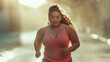 超肥満の女性が楽しそうに運動する