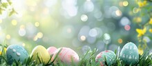 Spring background with Easter eggs