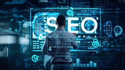 Aufkleber - Business Technology Concept for SEO (Search Engine Optimization).