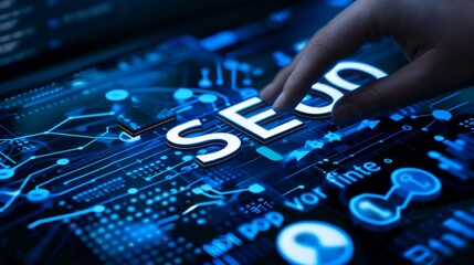 Aufkleber - The concept of SEO search engine optimization marketing ranking business technology...