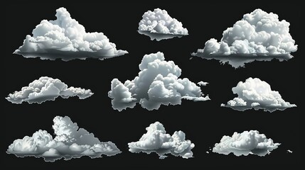 Aufkleber - Isolated clouds over black. Design elements.