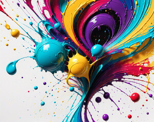 Poster - abstract background in the form of splashes and swirls of oil paints. Generative AI