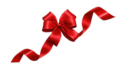 Wall Mural - Red ribbon for birthday isolated transparent Background PNG
