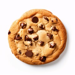 Wall Mural - Freshly baked chocolate chip cookie on a plain white surface