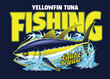 Yellowfin Tuna Fish Vintage Colored T-Shirt Design Illustration