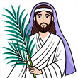 Jesus Palmsonntag - Christliche Ostern - Vektor Art coloriert - für Powerpoint, Schule, Universität, Briefe