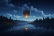 a hot air balloon over a lake