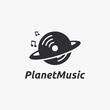 © DOMHOUZE - Disc and saturn ring, planet music logo icon vector template on white background