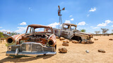 Fototapeta Miasta - Abandoned car in desert in Namibia
