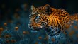 A leopard prowling in the moonlight. AI generate illustration