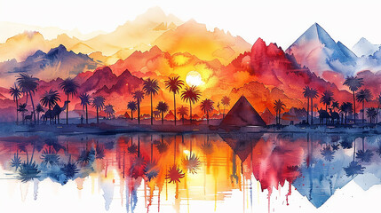 Sticker - Watercolor illustration of Egypt