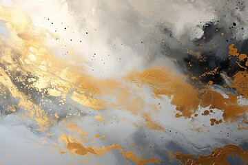 レトロな金粉と白色と灰色の和風背景アート, Generative AI
