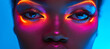 Neon make up, beauty industry background