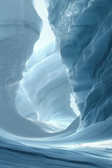 Poster - Surreal ice glacier landscape. Background image. Created with Generative AI technology.