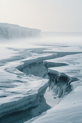 Poster - Surreal ice glacier landscape. Background image. Created with Generative AI technology.