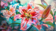 AI-generated Illustration Of Tiger Lilies Or Red Lilies.