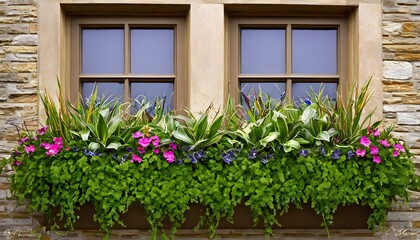 Poster - window with flowers