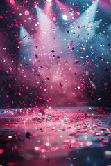 Canvas Print - concert stage, no instruments, glitter background, metallic confetti, shades of light and dark pink