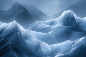 Poster - Surreal ice glacier landscape. Background image. Created with Generative AI technology.