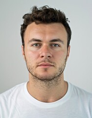 Poster - ID Photo: Caucasian Man in T-shirt for Passport 02