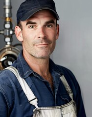 Canvas Print - ID photo of a plumber for Passport 01